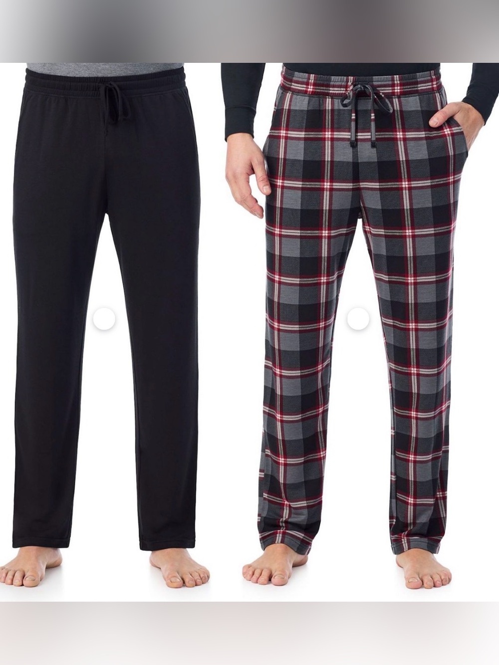 Men's Cuddl Duds 2 piece French Terry Banded Bottom Sleep Pajama Pants 2XL red